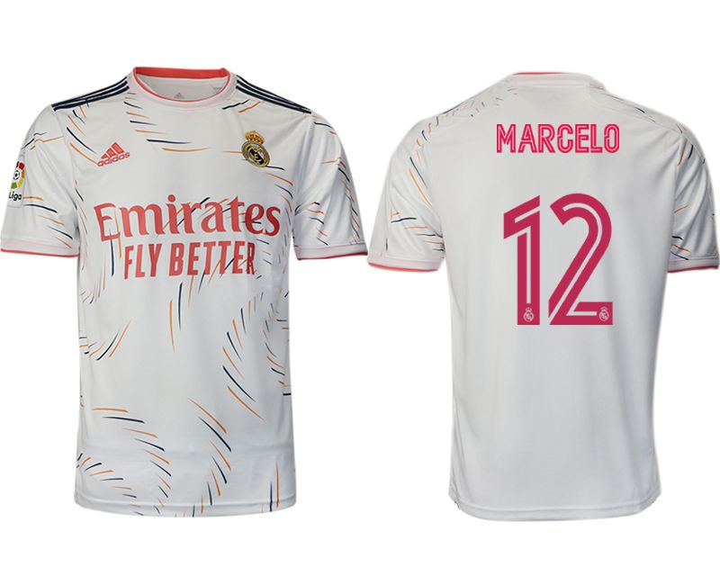 Men 2021-2022 Club Real Madrid home aaa version white #12 Adidas Soccer Jersey->real madrid jersey->Soccer Club Jersey